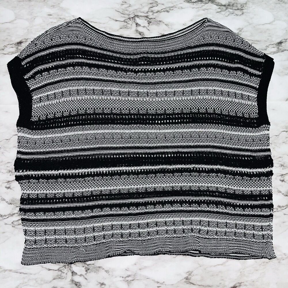 Eileen Fisher Striped Knit Sweater Tank Women Size XS Black White Sleeveless